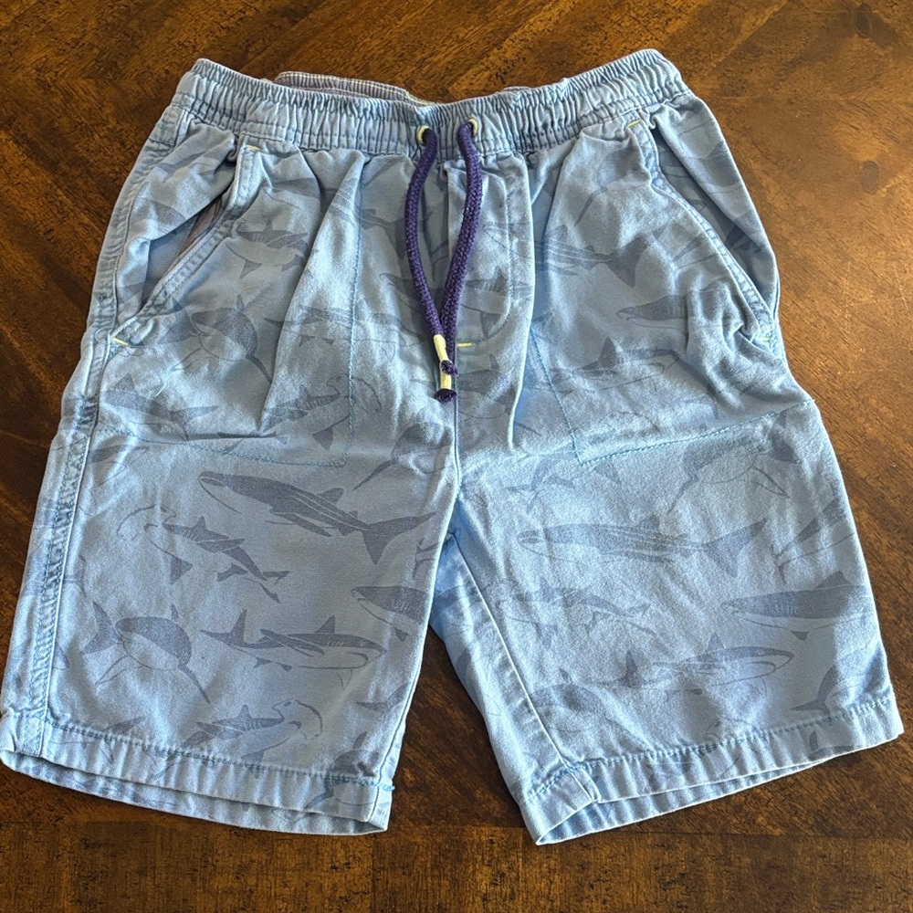 Mini Boden Blue Shark Print Shorts 11Y
